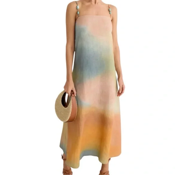 Staud Ombré Laura Linen Dress Size Large - Picture 2 of 7